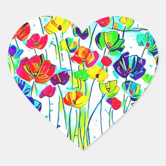 フラワーハートシール、光沢 ハートシール (正面)