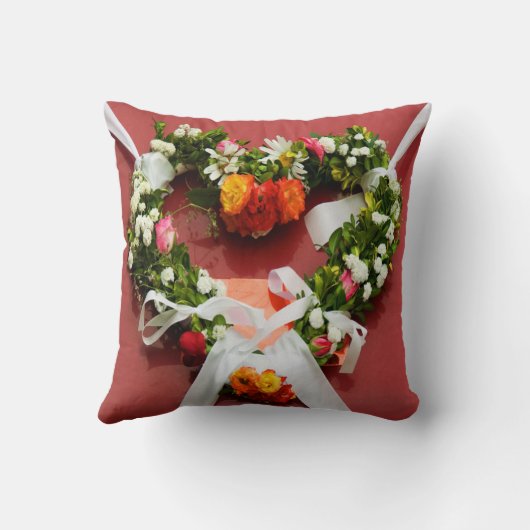フラワーハートリースバレンタインピロー クッション (裏面)