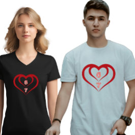 フラワーハート6 7 ミーム バレンタイン マッチング Tシャツ