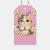 フラワーハート かわいいアート子猫 ギフトタグ (裏面)