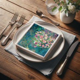 フラワーハート ゴールド ロマンチック 手書き デコパージュ スタンダードランチョンナプキン