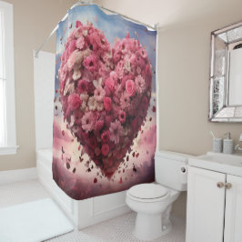 フラワーハート&バタフライシャワーカーテン シャワーカーテン