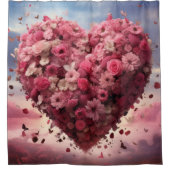 フラワーハート&バタフライシャワーカーテン シャワーカーテン (正面)