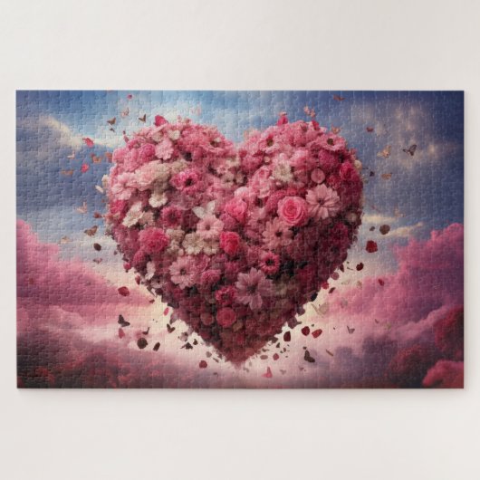 フラワーハート&バタフライ ジグソーパズル (横)