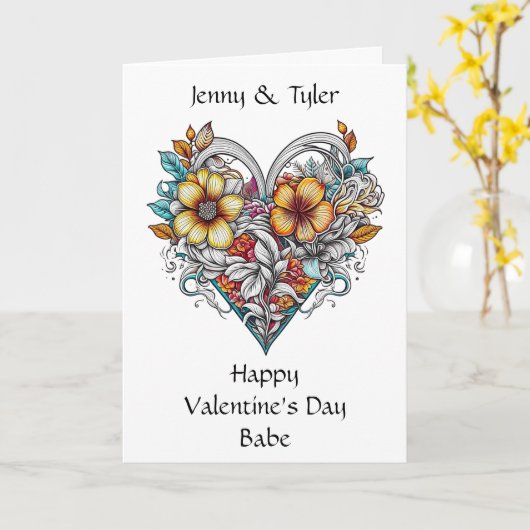 フラワーハート ロマンティック オーダーメイド カード (黄色い花)