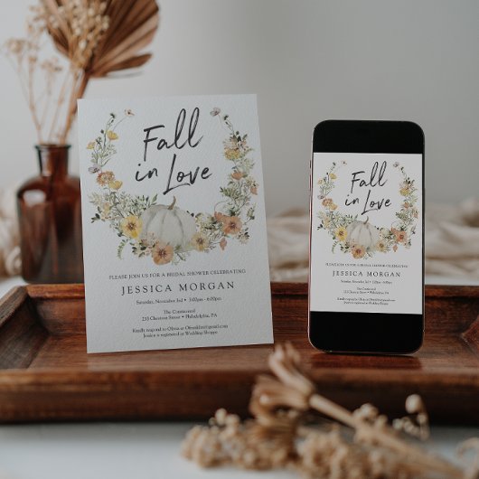 フラワーハーベストパンプキン フォールインラブ ブライダルシャワー 招待状
