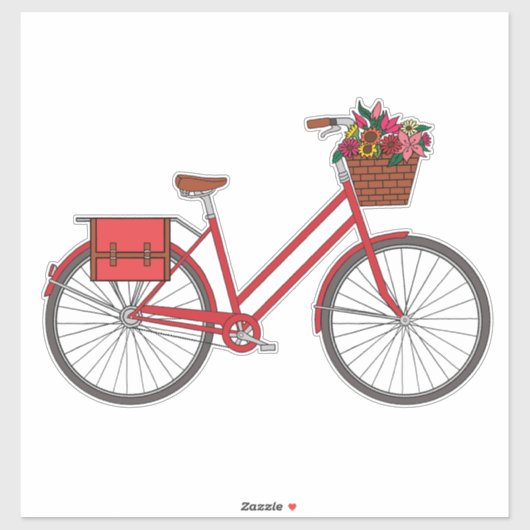 フラワーバイク – 赤 シール (シート)