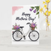 フラワーバイシクル母の日カード カード (黄色い花)