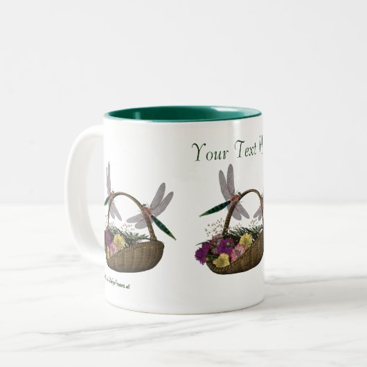 フラワーバスケットのコーヒーマグのトンボ ツートーンマグカップ (正面左)