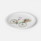 フラワーバスケット付きゴールデン自転車ヴィンテージ ペーパープレート (アングル)