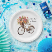 フラワーバスケット付きゴールデン自転車ヴィンテージ ペーパープレート (パーティー)