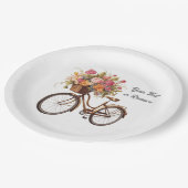 フラワーバスケット付きゴールデン自転車ヴィンテージ ペーパープレート (アングル)