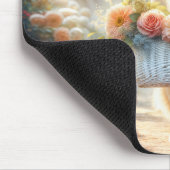 フラワーバスケット付ゴールデンレトリバー マウスパッド (コーナー)