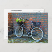 フラワーバスケット自転車，コペンハーゲン，デンマーク ポストカード (正面/裏面)