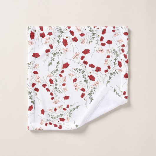 フラワーバスルーム付属品 バスタオルセット (ウォッシュタオル)