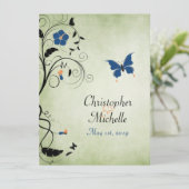 フラワーバタフライウェディング招待，披露宴&出欠 招待状 (スタンド正面)