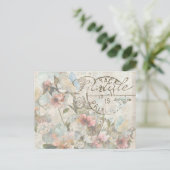 フラワーバタフライシャビーコラージポストレフランスのール ポストカード (スタンド正面)