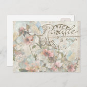 フラワーバタフライシャビーコラージポストレフランスのール ポストカード (正面/裏面)