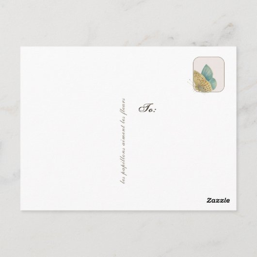 フラワーバタフライシャビーコラージポストレフランスのール ポストカード (裏面)