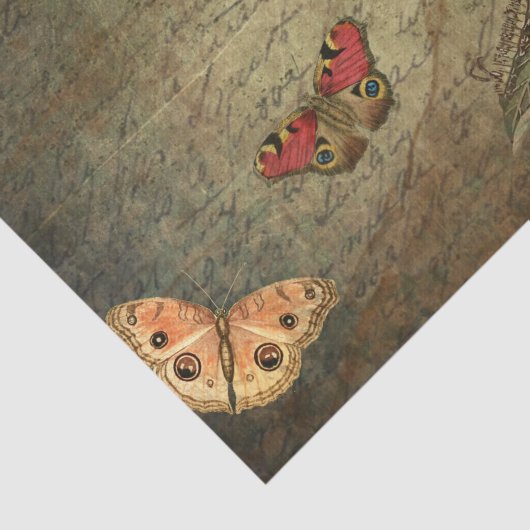 フラワーバタフライデクページヴィンテージエフェメラ 薄葉紙 (詳細)