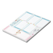 フラワーバタフライブルーピンクテーマでリストを行う ノートパッド (回転)