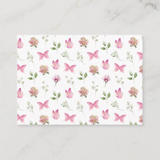 フラワーバタフライベビーシャワーブックリクエスト エンクロージャーカード (裏面)