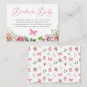 フラワーバタフライベビーシャワーブックリクエスト エンクロージャーカード (正面/裏面)