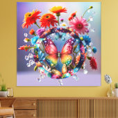 フラワーバタフライ キャンバスプリント (インサイチュ (リビング))