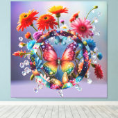 フラワーバタフライ キャンバスプリント (インサイチュ (ウッドフロア))