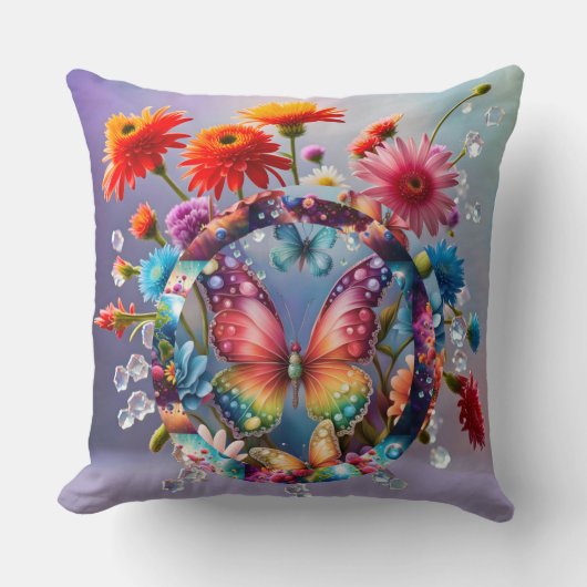 フラワーバタフライ クッション (正面)