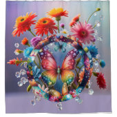 フラワーバタフライ シャワーカーテン (正面)