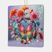 フラワーバタフライ セラミックオーナメント (左)