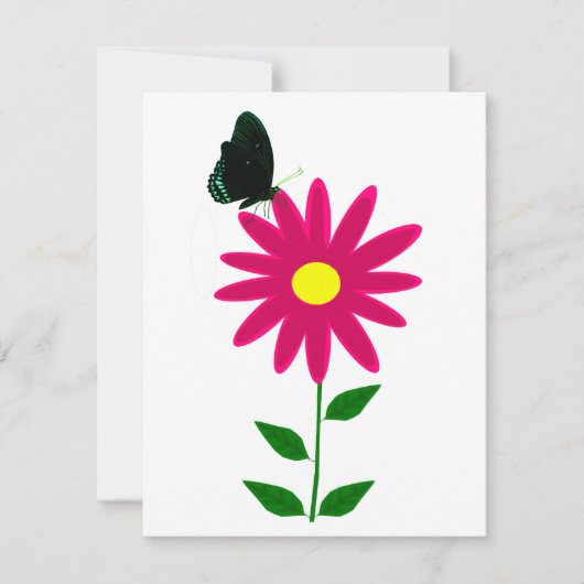 フラワーバタフライ フラット ノートカード (正面)