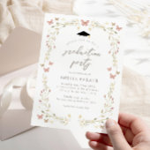 フラワーバタフライ ブラッシュピンク フォト 卒業 招待状