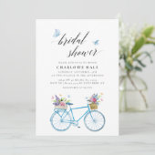 フラワーバタフライ ブルー ブライダルシャワー 招待状 (スタンド正面)