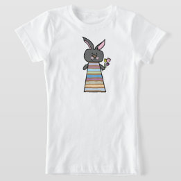 フラワーバニーのイラスト | 女の子の動物Tシャツ Tシャツ