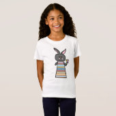 フラワーバニーのイラスト | 女の子の動物Tシャツ Tシャツ (正面フル)