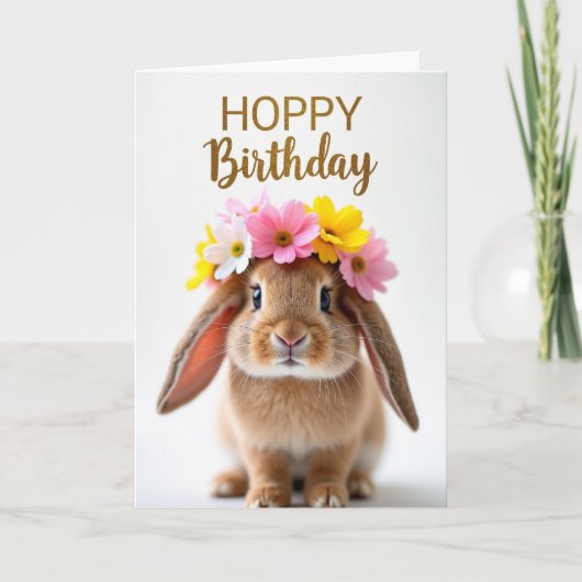 フラワーバニーの誕生日カード カード (正面)