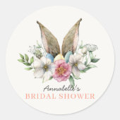 フラワーバニーイヤースプリングブライダルシャワー ラウンドシール (正面)