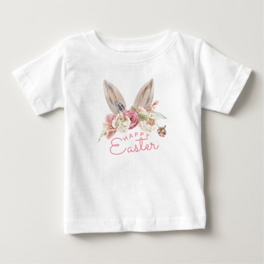 フラワーバニーイヤー | ハッピーイースター ベビーTシャツ (正面)