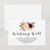 フラワーバラ色の結婚式の願い井戸カード 招待状 (正面/裏面)