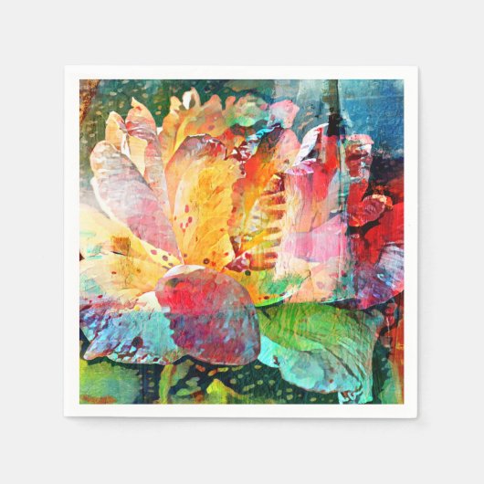 フラワーバラ スタンダードカクテルナプキン (正面)