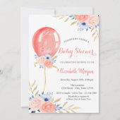 フラワーバルーンベビーシャワー 招待状 (正面)