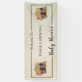 フラワーバレルベージュ赤ちゃんシャワーバナー 横断幕 (縦)