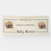 フラワーバレルベージュ赤ちゃんシャワーバナー 横断幕 (横)