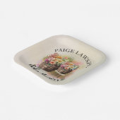 フラワーバレルベージュ赤ちゃんシャワー ペーパープレート (傾斜あり)