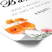 フラワーバーアペロルスピリッツブライダルシャワー標識 ポスター (角)