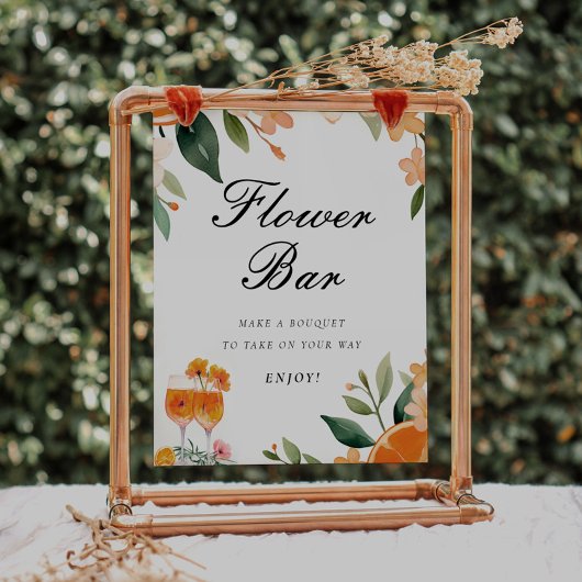 フラワーバーアペロルスピリッツブライダルシャワー標識 ポスター