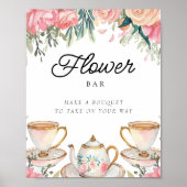 フラワーバーエレガントサインティーパーティーブライダルシャワー ポスター (正面)