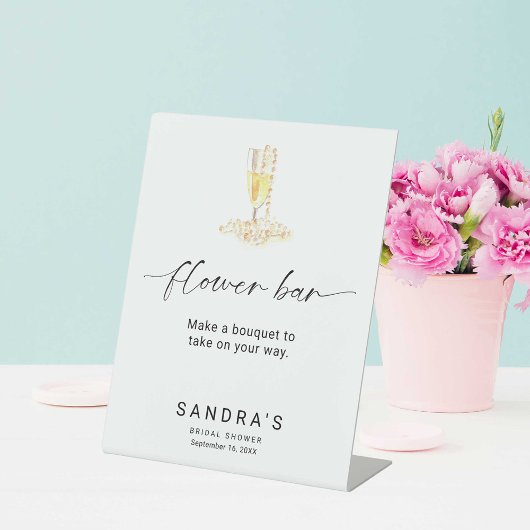 フラワーバーサインパールプロセッコブライダルシャワー 台座サイン